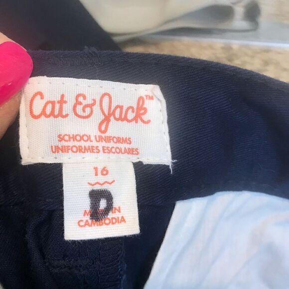 Cat &  jack size 16 navy blue uniform pants adjustable waist has pockets - Picture 4 of 8